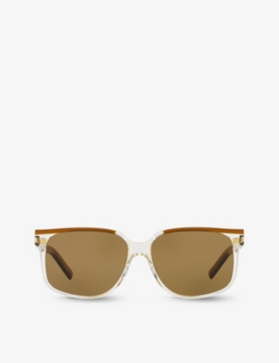 Saint Laurent Womens Brown Sl599 Square-frame Acetate Sunglasses