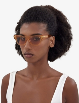 BOTTEGA VENETA: 6J000306 BV1122S rectangular-frame acetate sunglasses