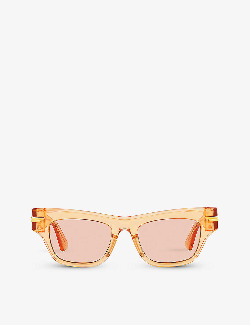 Bottega Veneta Womens Orange 6j000306 Bv1122s Rectangular-frame Acetate Sunglasses