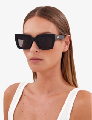 Shop Bottega Veneta Women's Black Bv1212s Square-frame Acetate Sunglasses