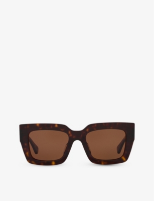 Bottega Veneta Womens Brown 6j000394 Bv1212s Rectangle-frame Acetate Sunglasses