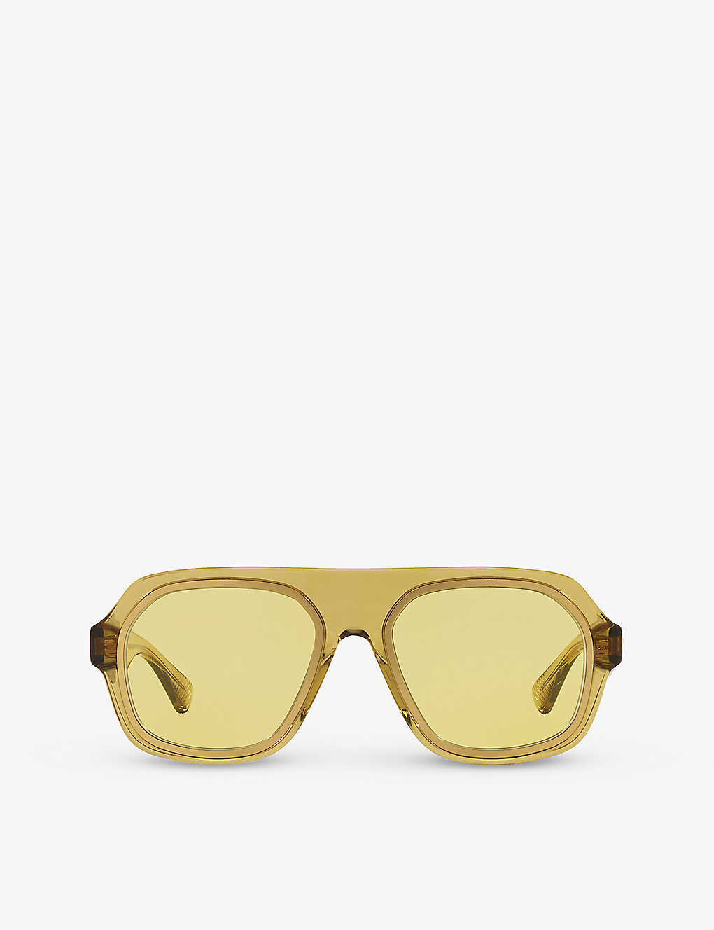 Bottega Veneta Womens Yellow 6j000397 Bv1217s Rectangle-frame Acetate Sunglasses