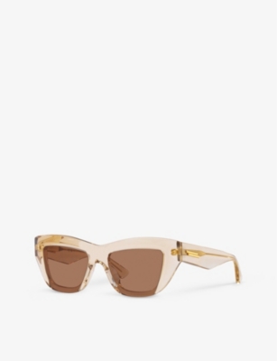 Shop Bottega Veneta Women's Pink Bv1218s Square-frame Acetate Sunglasses