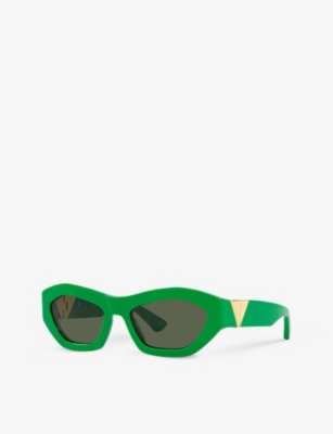 Shop Bottega Veneta Women's Green Bv1221s Cat-eye Acetate Sunglasses