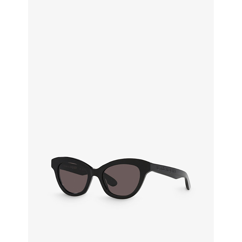 Shop Alexander Mcqueen Women's Black Am0391s Cat-eye Acetate Sunglasses