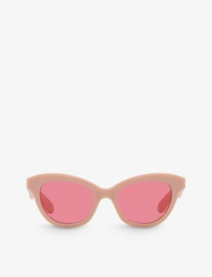 Shop Alexander Mcqueen Am0391s Cat-eye Acetate Sunglasses In Pink