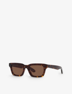 Shop Alexander Mcqueen Women's Brown A5000256 Square-frame Acetate Sunglasses