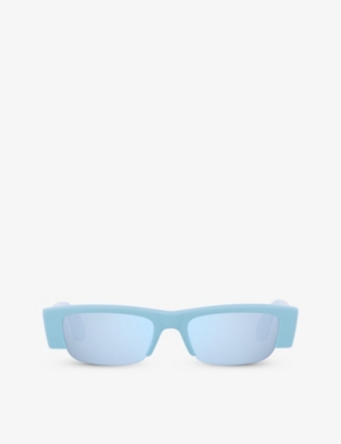 Alexander Mcqueen Womens Blue A5000260 Am0404s Rectangle-frame Acetate Sunglasses