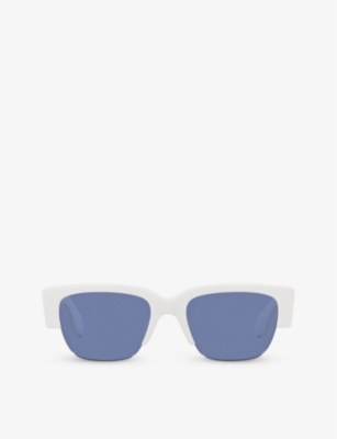 Alexander Mcqueen Womens White A5000261 Am0405s Rectangle-frame Acetate Sunglasses