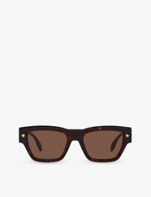 ALEXANDER MCQUEEN: AM0409S square-frame tortoiseshell acetate sunglasses
