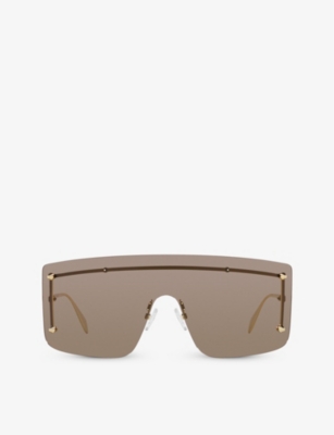 ALEXANDER MCQUEEN: AM0412S shield-frame metal sunglasses