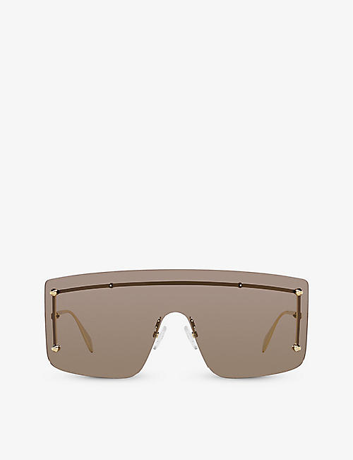 ALEXANDER MCQUEEN: AM0412S shield-frame metal sunglasses