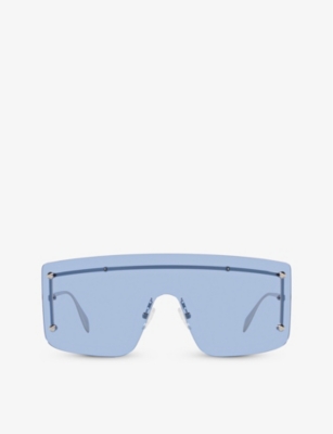 ALEXANDER MCQUEEN: AM0412S shield-frame metal sunglasses