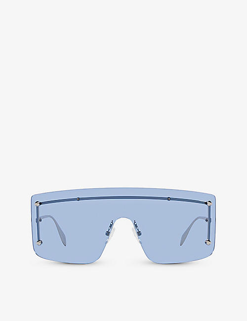 ALEXANDER MCQUEEN: AM0412S shield-frame metal sunglasses