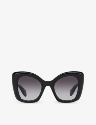 Alexander Mcqueen Womens Black Am0412s Butterfly-frame Acetate Sunglasses
