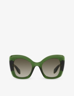 Alexander Mcqueen Womens Green Am0412s Butterfly-frame Acetate Sunglasses
