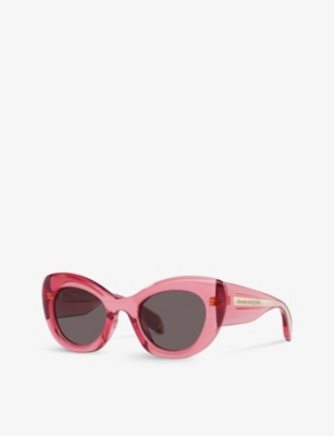 Shop Alexander Mcqueen Women's Pink Am0403s Cat-eye Acetate Sunglasses