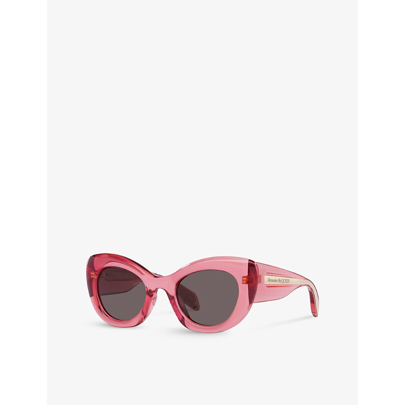 Shop Alexander Mcqueen Women's Pink Am0403s Cat-eye Acetate Sunglasses