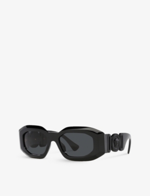Versace Womens Black Ve4425u Maxi Medusa Biggie Oval-frame Nylon Sunglasses In Black