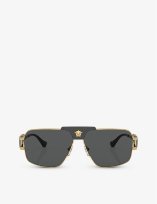 Versace Womens Gold Ve2251 Pillow-frame Steel Sunglasses