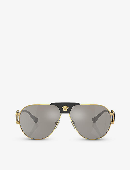 VERSACE: VE2252 pilot-frame steel sunglasses
