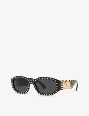 Shop Versace Womens Black Ve4361 Rectangle-frame Nylon Sunglasses