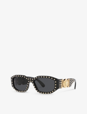 Versace Womens Black Ve4361 Rectangle-frame Nylon Sunglasses In Black