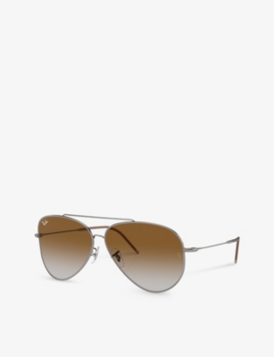 Ray Ban Ray-ban Womens Grey Rbr0101s Pilot-frame Metal Sunglasses In Grey