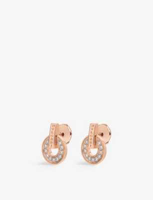 BVLGARI: BVLGARI BVLGARI 18ct rose-gold and diamond earrings
