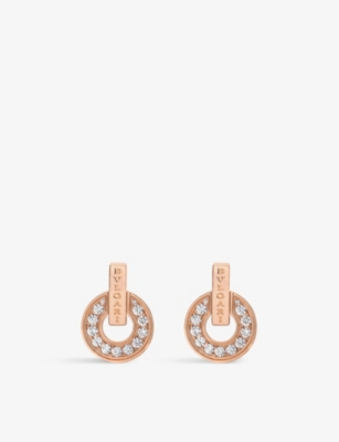 Bvlgari Womens Rose Gold 18ct Rose-gold And Diamond Earrings