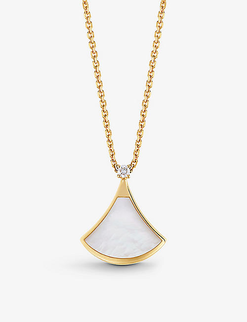 BVLGARI: Divas' Dream 18ct yellow gold, mother-of-pearl and 0.03ct diamond pendant necklace