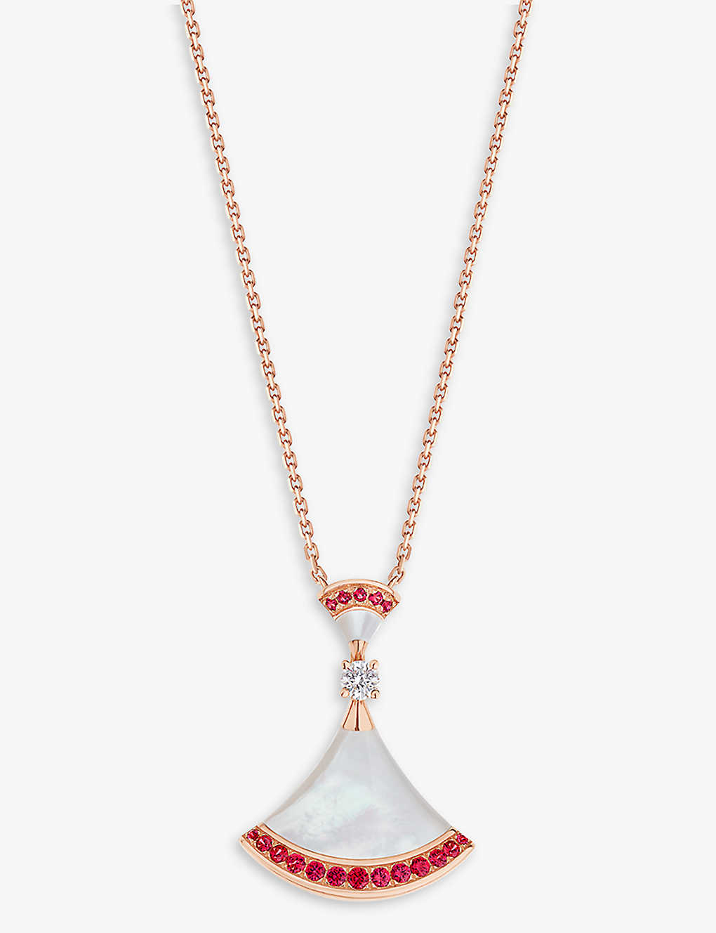 Bvlgari Womens Rose Gold Divas' Dream 18ct Rose-gold, Mother-of-pearl, Pavé Ruby And 0.1ct Diamond P