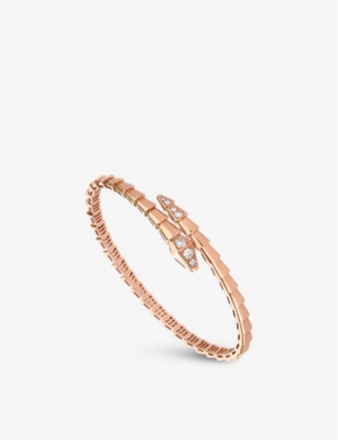 Bvlgari Womens Rose Gold Serpenti Viper 18ct Rose-gold And 0.47ct Diamond Bracelet