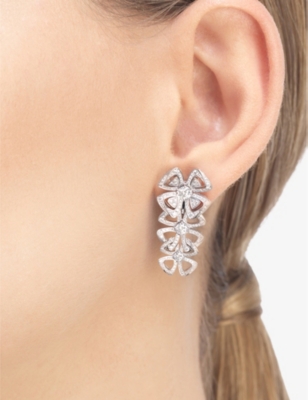 BVLGARI: Fiorever 18ct white gold and 2.07ct pavé diamond earrings