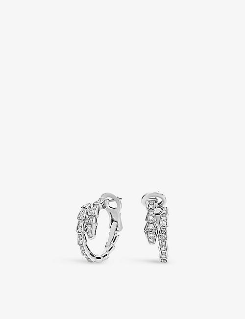 BVLGARI: Serpenti Viper 18ct white-gold and 0.75ct diamond earrings
