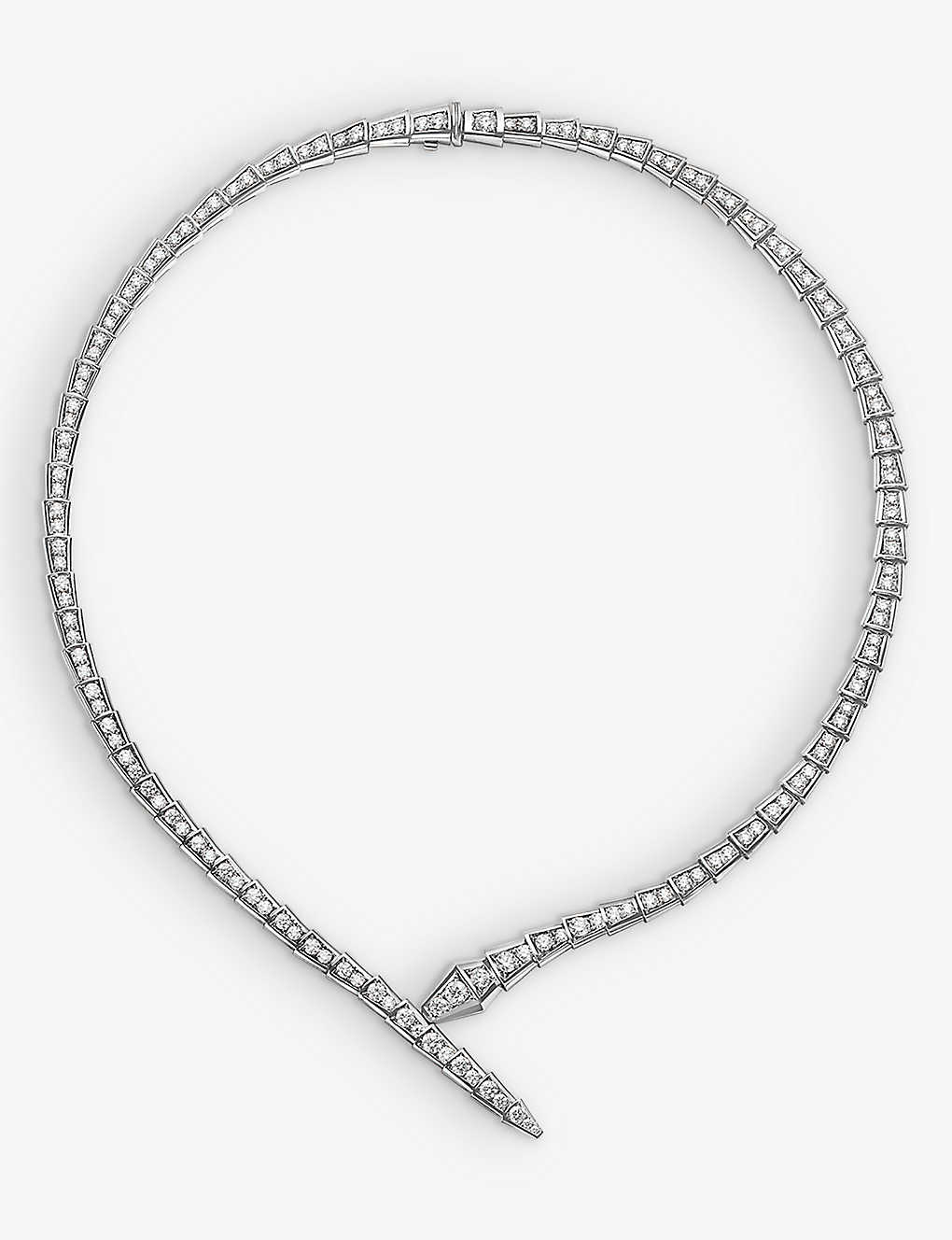 Bvlgari Womens White Gold Serpenti Viper 18ct White-gold And 5.26ct Diamond Necklace