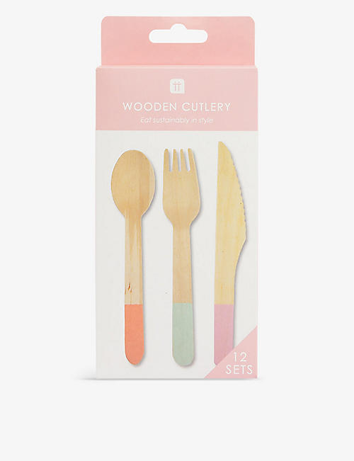 TALKING TABLES: We Heart wooden cutlery pack of 12