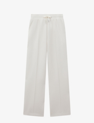 Reiss Jemma Drawstring-waistband Stretch-woven Jogging Bottoms In Ivory