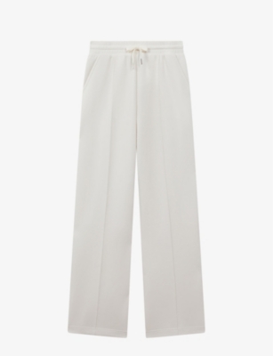 Shop Reiss Womens Ivory Jemma Drawstring-waistband Stretch-woven Jogging Bottoms