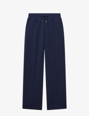 Reiss Womens Navy Jemma Drawstring-waistband Stretch-woven Jogging Bottoms