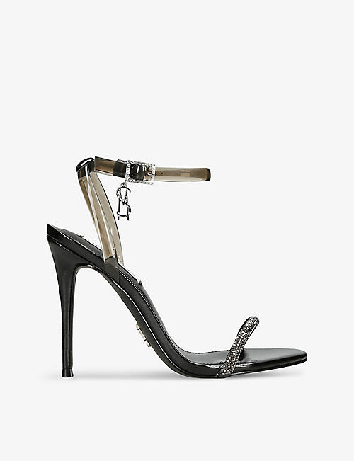 STEVE MADDEN: Balia crystal-embellished heeled faux-leather sandals