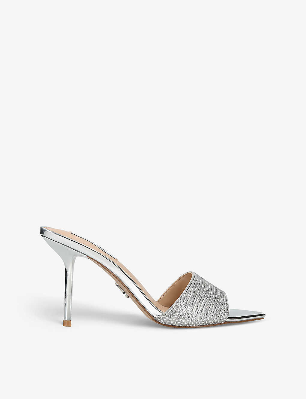 Steve Madden Womens Silver Fast Lane Crystal-embellished Woven Heeled Sandals