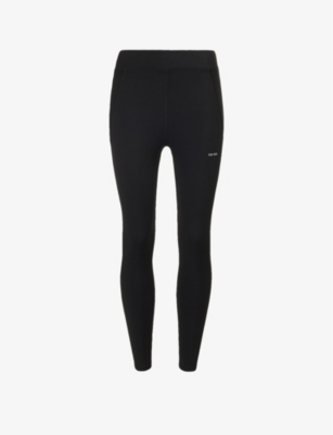 Team Wang Design Omens Black Logo-print Stretch-woven Leggings Xs In Black