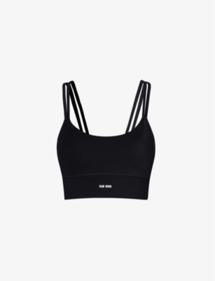 TEAM WANG DESIGN: Logo-print scoop-neck stretch-woven bra