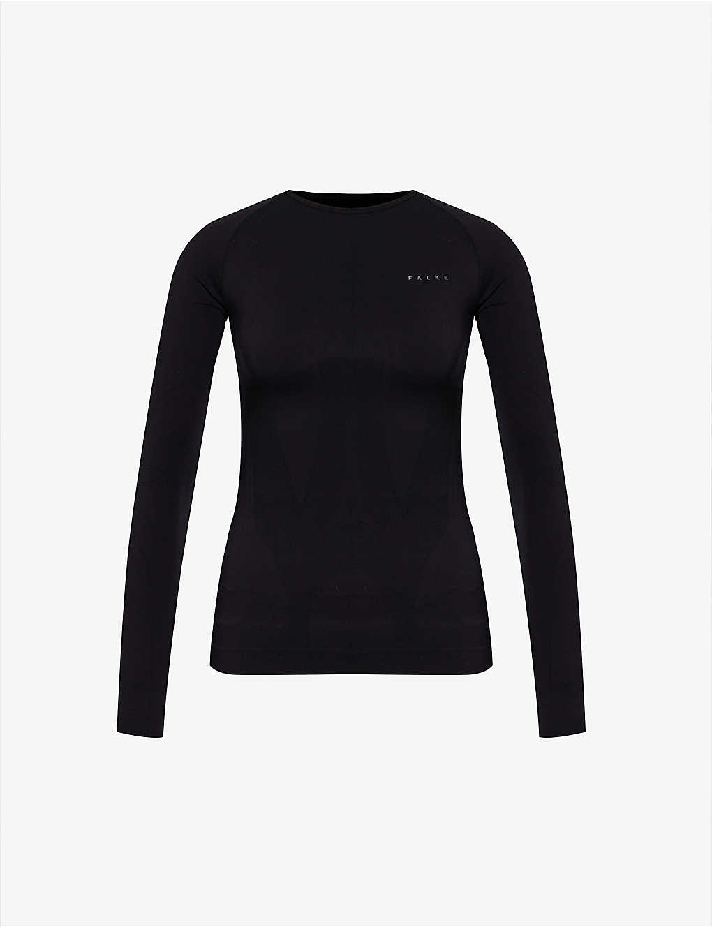 Falke Ergonomic Sport System Womens Black Brand-print Fitted Stretch-woven Top