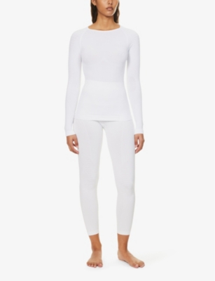 Shop Falke Ergonomic Sport System Women's White Brand-print Fitted Stretch-woven Top