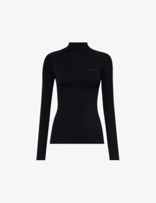 Falke Ergonomic Sport System Womens Black Brand-print Fitted Stretch-woven Top In Black