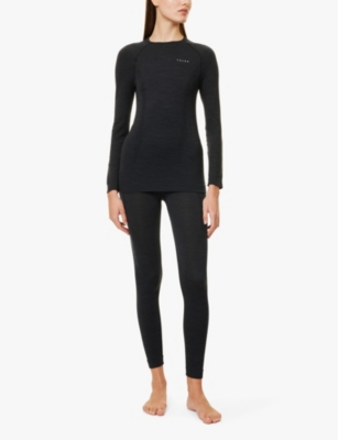 FALKE ERGONOMIC SPORT SYSTEM: Brand-print tapered-leg fitted stretch-wool leggings