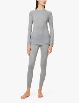 FALKE ERGONOMIC SPORT SYSTEM: Brand-print tapered-leg fitted stretch-wool leggings