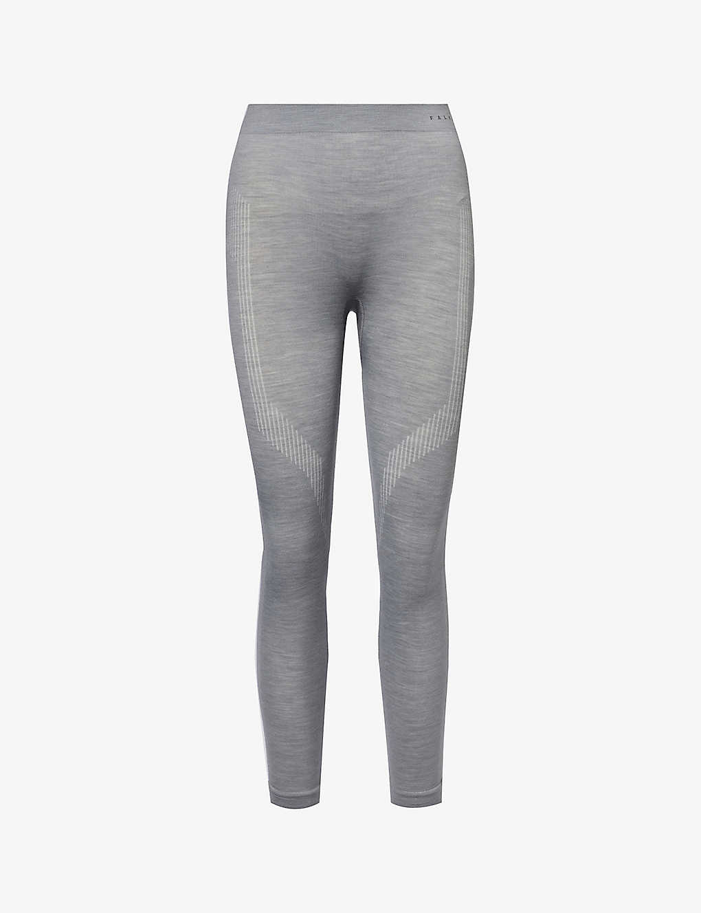 Falke Ergonomic Sport System Womens Grey Brand-print Tapered-leg Fitted Stretch-wool Leggings